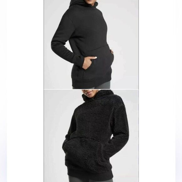 Athleta Tops - Athleta Hoodie Women’s Small Solstice Reversible Sherpa Hooded Sweatshirt Black